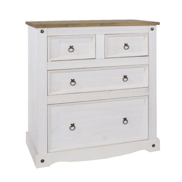 Consett Wooden Chest Of 4 Drawers In White And Oak | Bed Sava