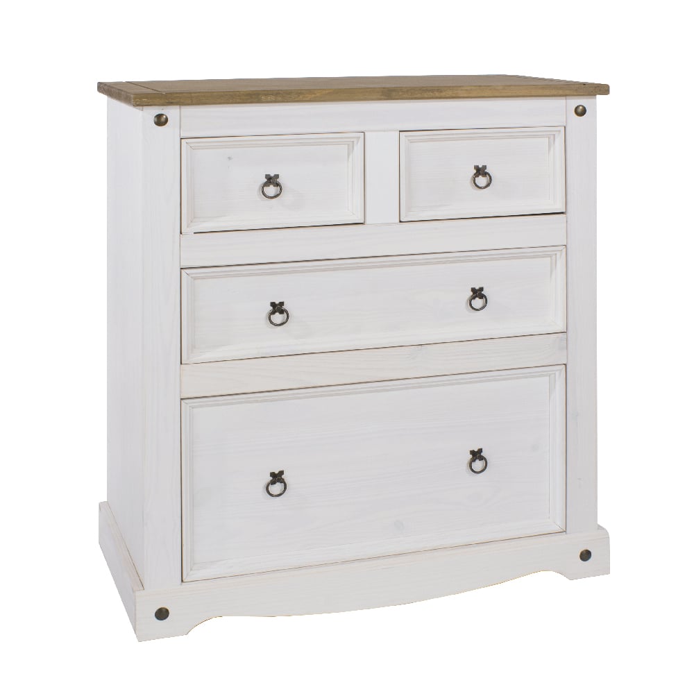 Consett Wooden Chest Of 4 Drawers In White And Oak | Bed Sava
