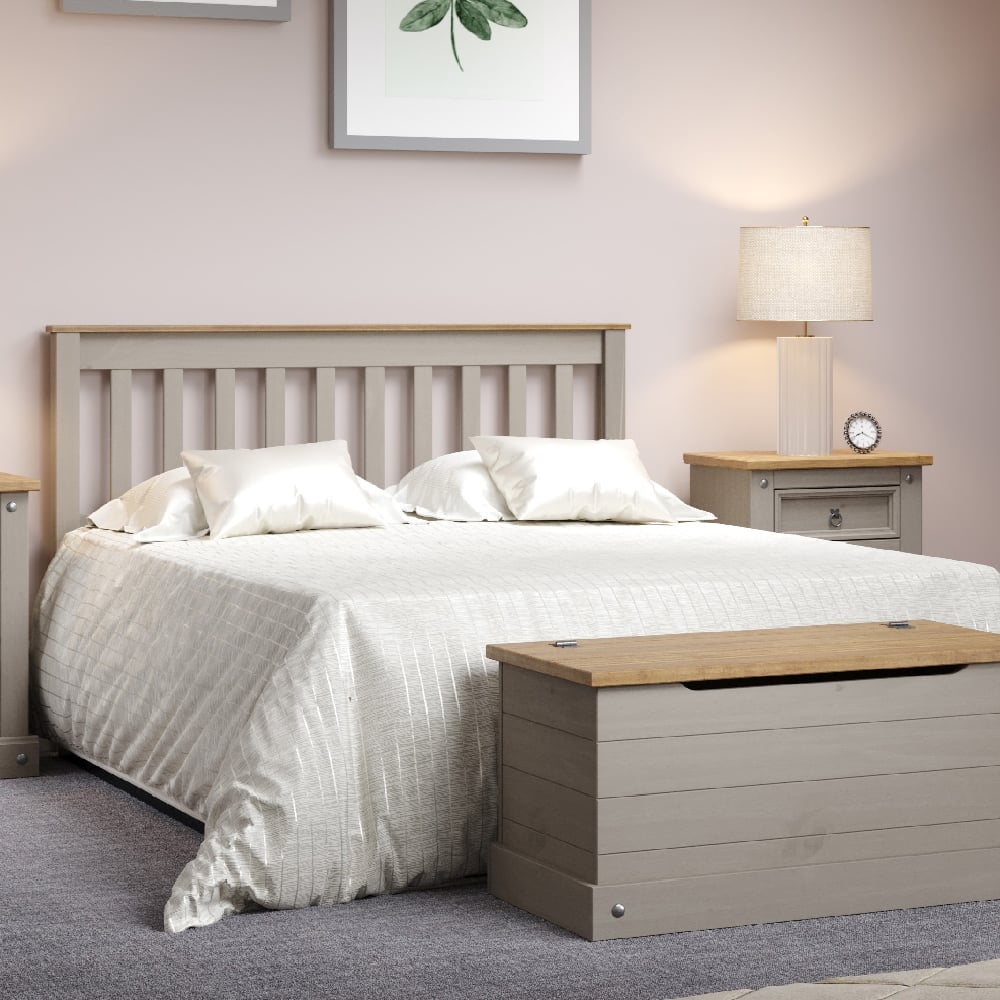 Consett Wooden Double Bed In Grey And Oak | Bed Sava