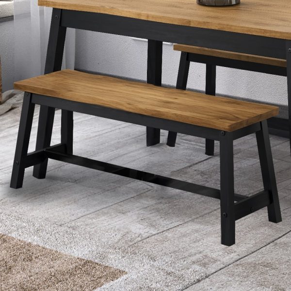 Consett Wooden Rectangular Dining Bench In Black And Oak | Bed Sava