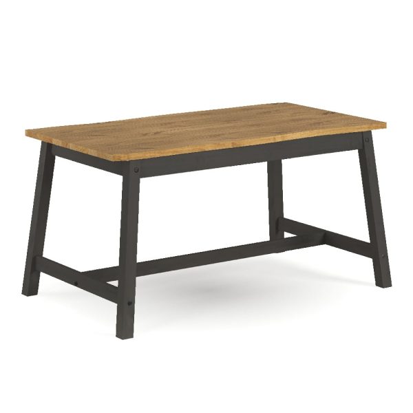 Consett Wooden Rectangular Dining Table In Black And Oak | Bed Sava