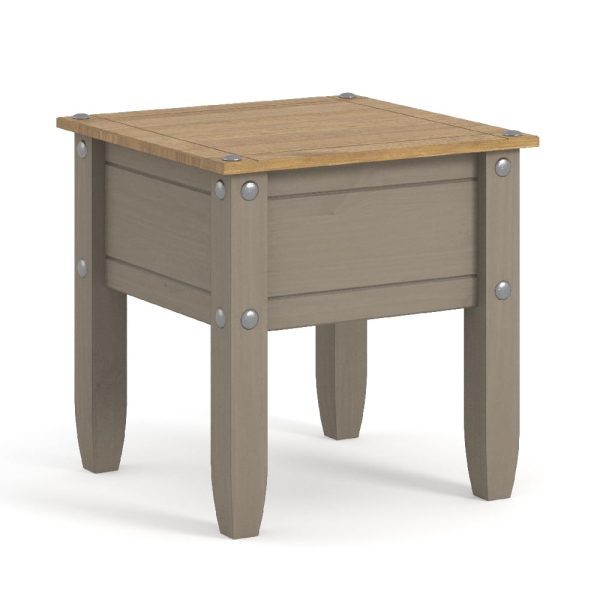 Consett Wooden Square Lamp Table In Grey And Oak | Bed Sava
