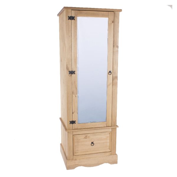 Consett Wooden Wardrobe With 1 Door 1 Drawer In Oak | Bed Sava