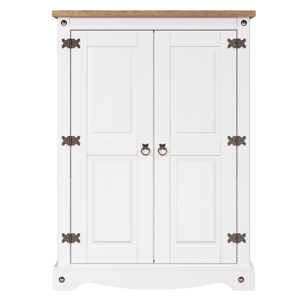 Consett Narrow Wooden Wardrobe With 2 Doors In White And Oak