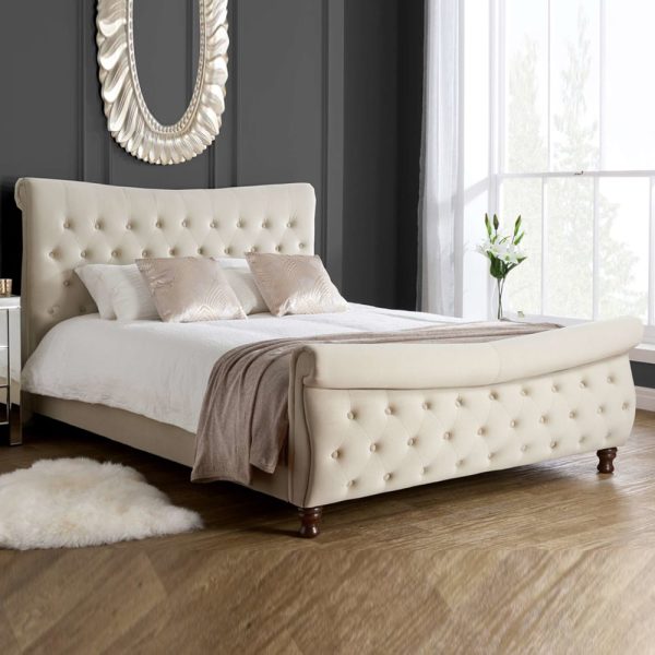 Copen Fabric Super King Size Bed In Warm Stone | Bed Sava