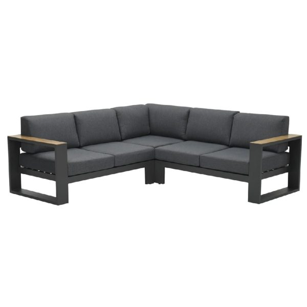 Cora Aluminium Corner Garden Lounge Sofa In Grey And Brown | Bed Sava