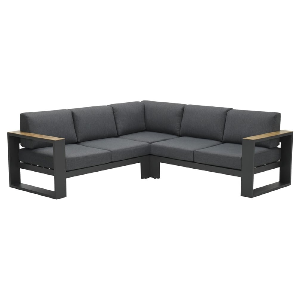 Cora Aluminium Corner Garden Lounge Sofa In Grey And Brown