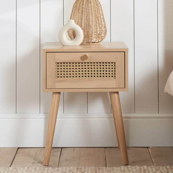 Coralie Wooden Bedside Cabinet With 1 Drawer In Oak | Bed Sava