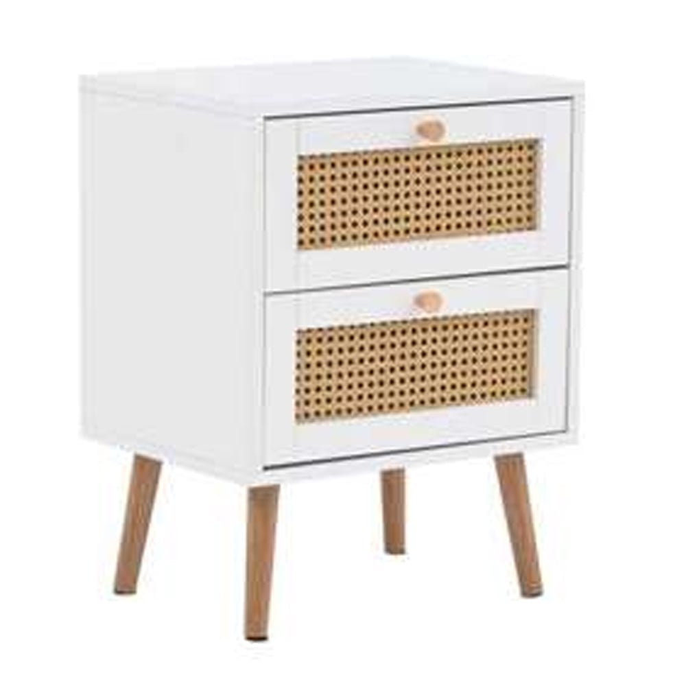 Coralie Wooden Bedside Cabinet With 2 Drawers In White Oak
