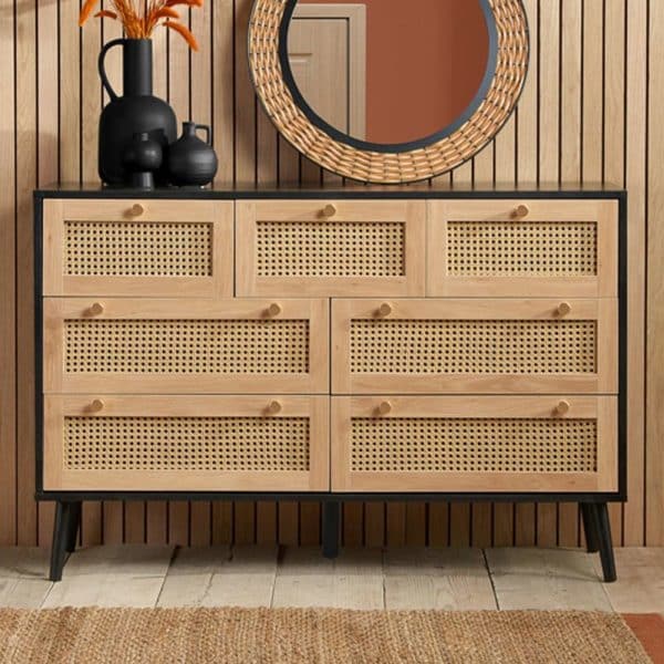 Coralie Wooden Chest Of 7 Drawers In Black Oak | Bed Sava