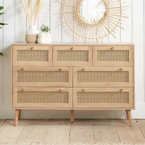 Coralie Wooden Chest Of 7 Drawers In Oak | Bed Sava