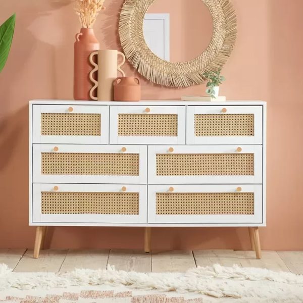 Coralie Wooden Chest Of 7 Drawers In White Oak | Bed Sava