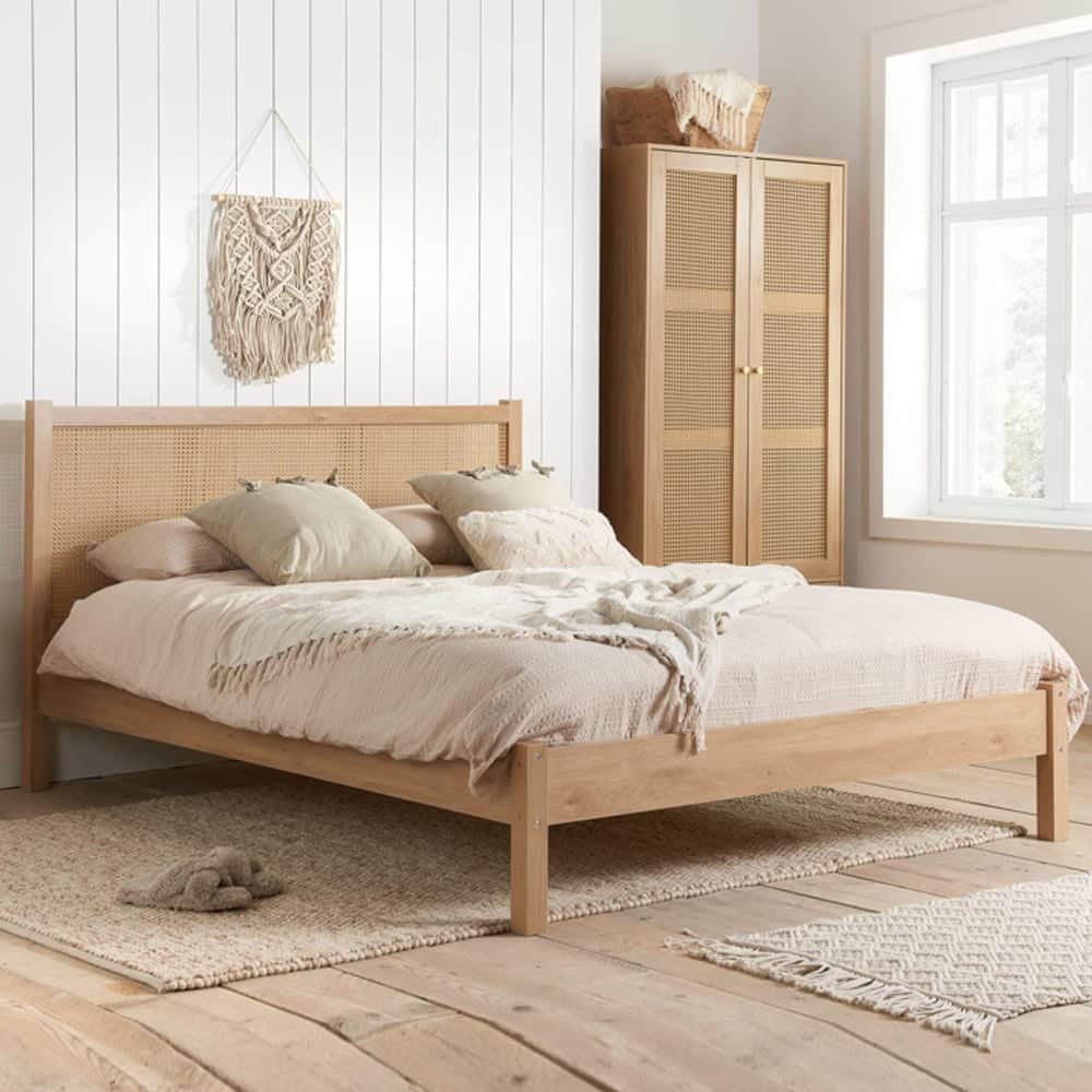 Coralie Wooden Double Bed In Oak