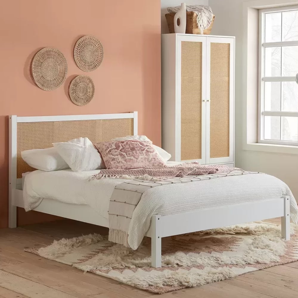 Coralie Wooden Double Bed In White Oak