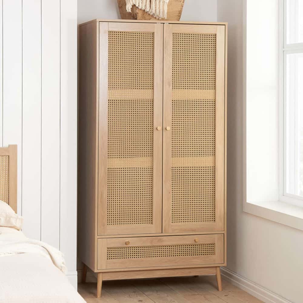 Coralie Wooden Wardrobe With 2 Doors 1 Drawer In Oak