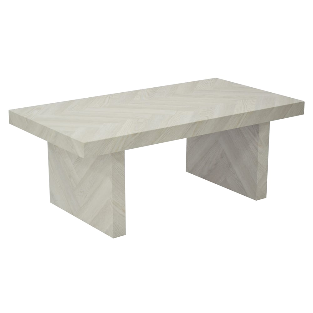 Coralville Wooden Rectangular Coffee Table In Herringbone Light