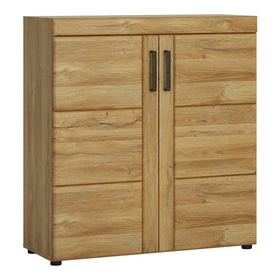 Corco Wooden Tall Shoe Storage Cabinet In Grandson Oak