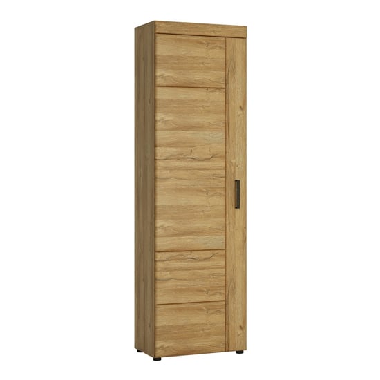 Corco Wooden Tall Left Handed Storage Cabinet In Grandson Oak