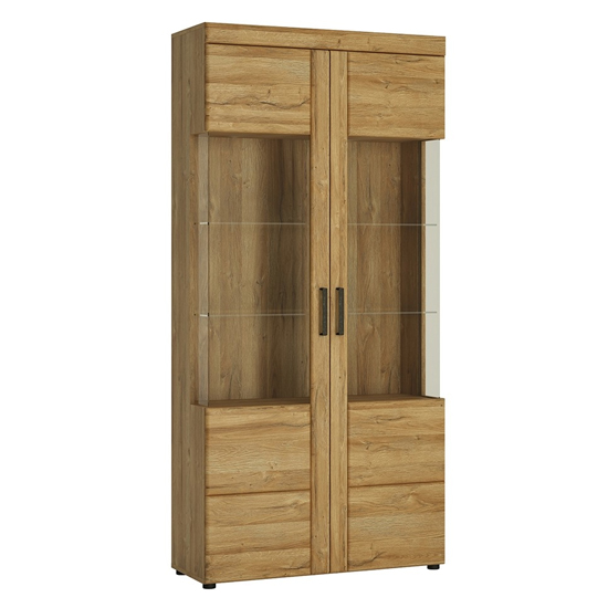 Corco Wooden Tall Display Cabinet With 2 Doors In Grandson Oak