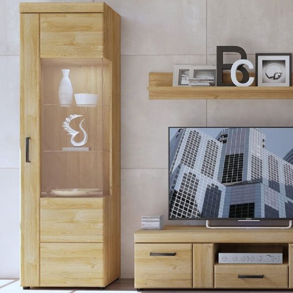 Corco Wooden Display Cabinet Right Handed With 1 Door In Oak | Bed Sava