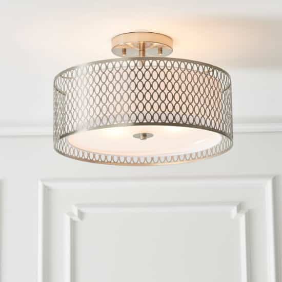 Caneadea Round Flush Ceiling Light In Satin Nickel