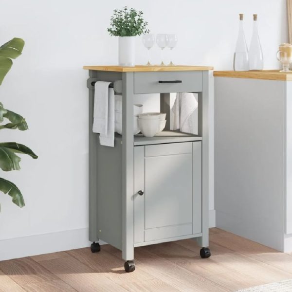 Cordova Wooden Kitchen Trolley With 1 Door 1 Drawer In Grey Brown | Bed Sava