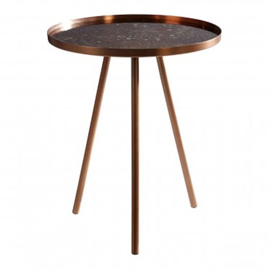Cordue Glass Top Side Table In Matte Copper | Bed Sava