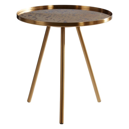 Cordue Round Glass Top Side Table In Warm Gold | Bed Sava