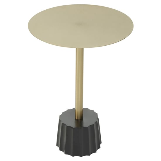 Cordue Round Metal Side Table With Black Base In Gold | Bed Sava