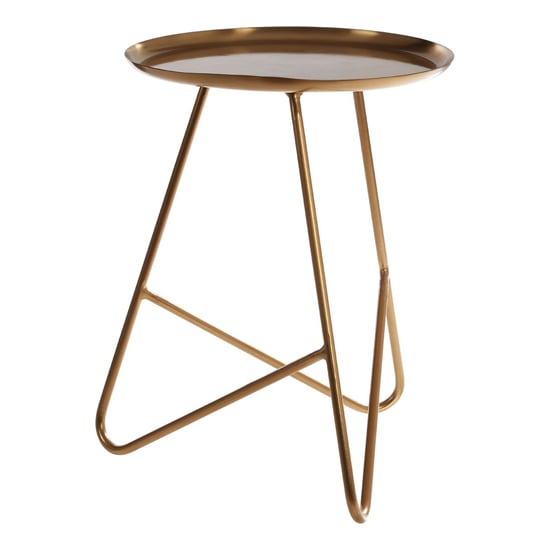 Cordue Round Metal Side Table In Brass | Bed Sava