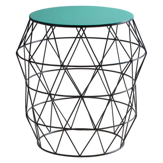 Coreca Round Metal Side Table With Black Base In Green | Bed Sava