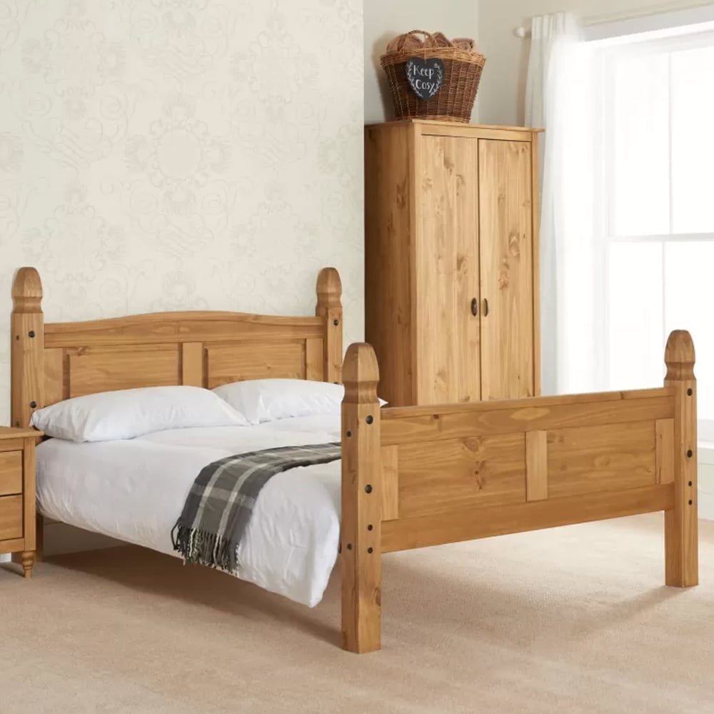 Corina Wooden High End King Size Bed In Pine