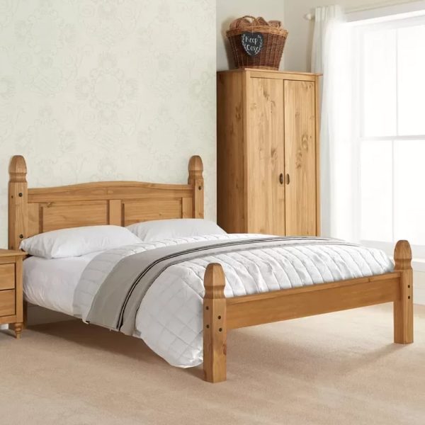 Corina Wooden Low End King Size Bed In Pine | Bed Sava