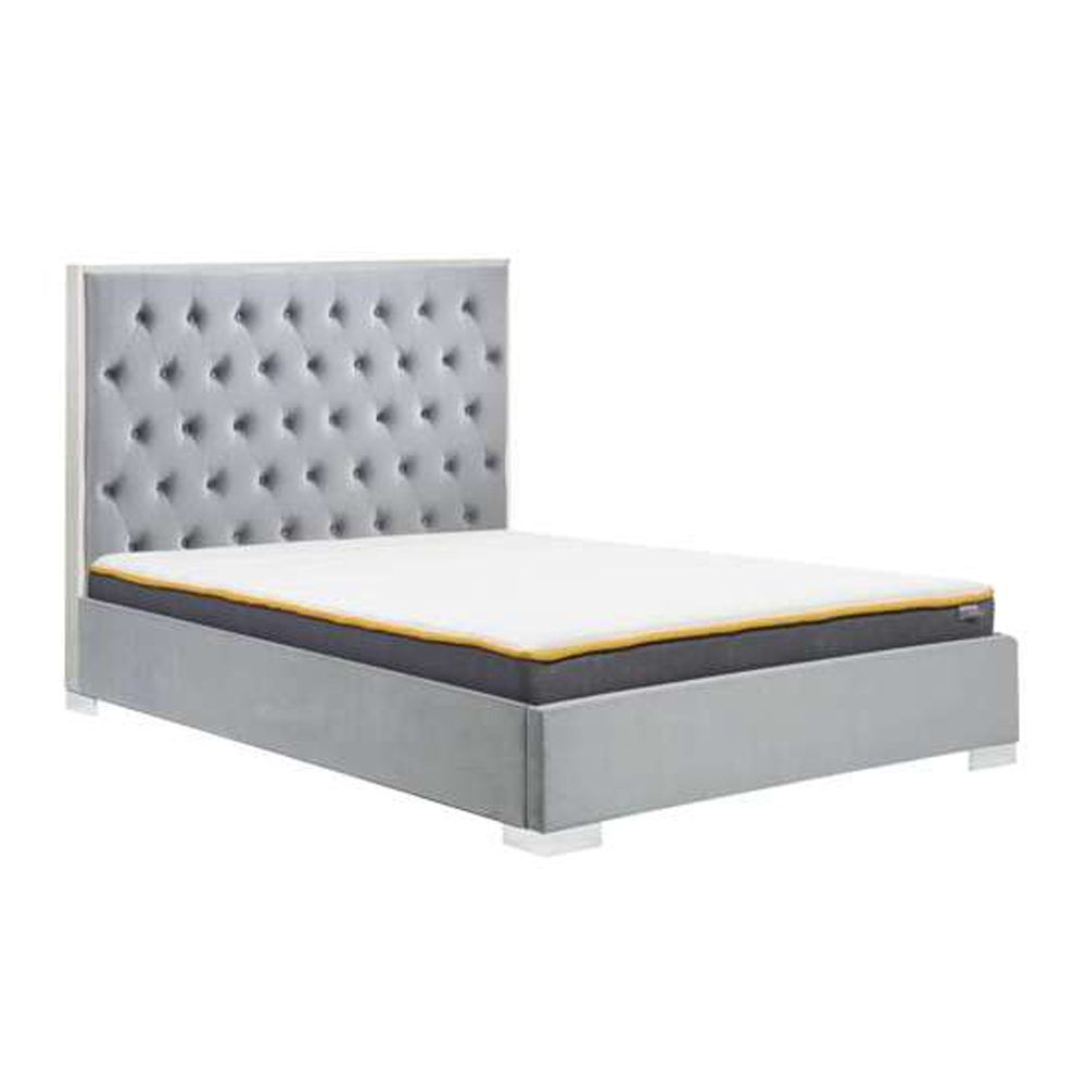 Corinth Fabric King Size Bed In Grey