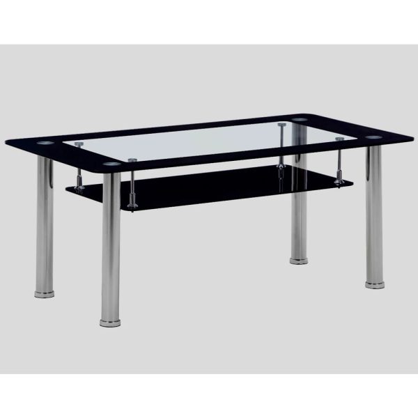 Corinth Glass Coffee Table In Clear And Black | Bed Sava