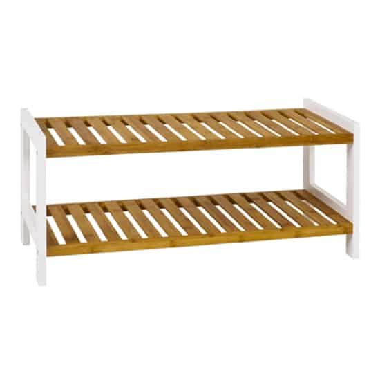 Cornville 2 Shelves Shoe Storage Rack In White And Natural | Bed Sava
