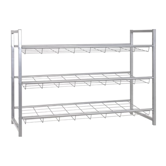 Cornville Metal 3 Shelves Shoe Storage Rack In Aluminium | Bed Sava