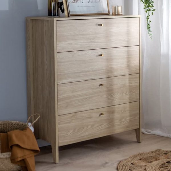 Cortez Wooden Chest Of 4 Drawers In Oiled Oak | Bed Sava