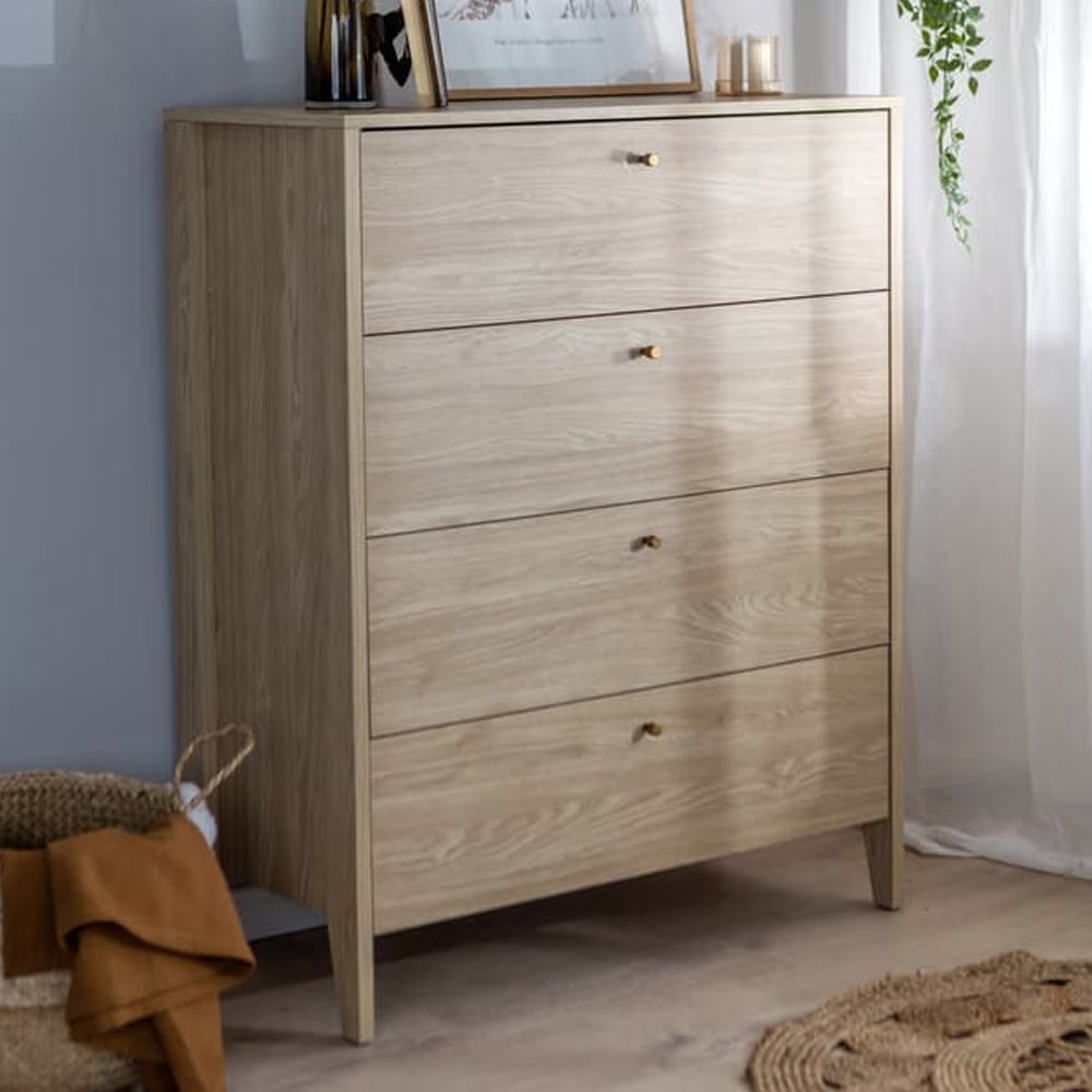 Cortez Wooden Chest Of 4 Drawers In Oiled Oak | Bed Sava