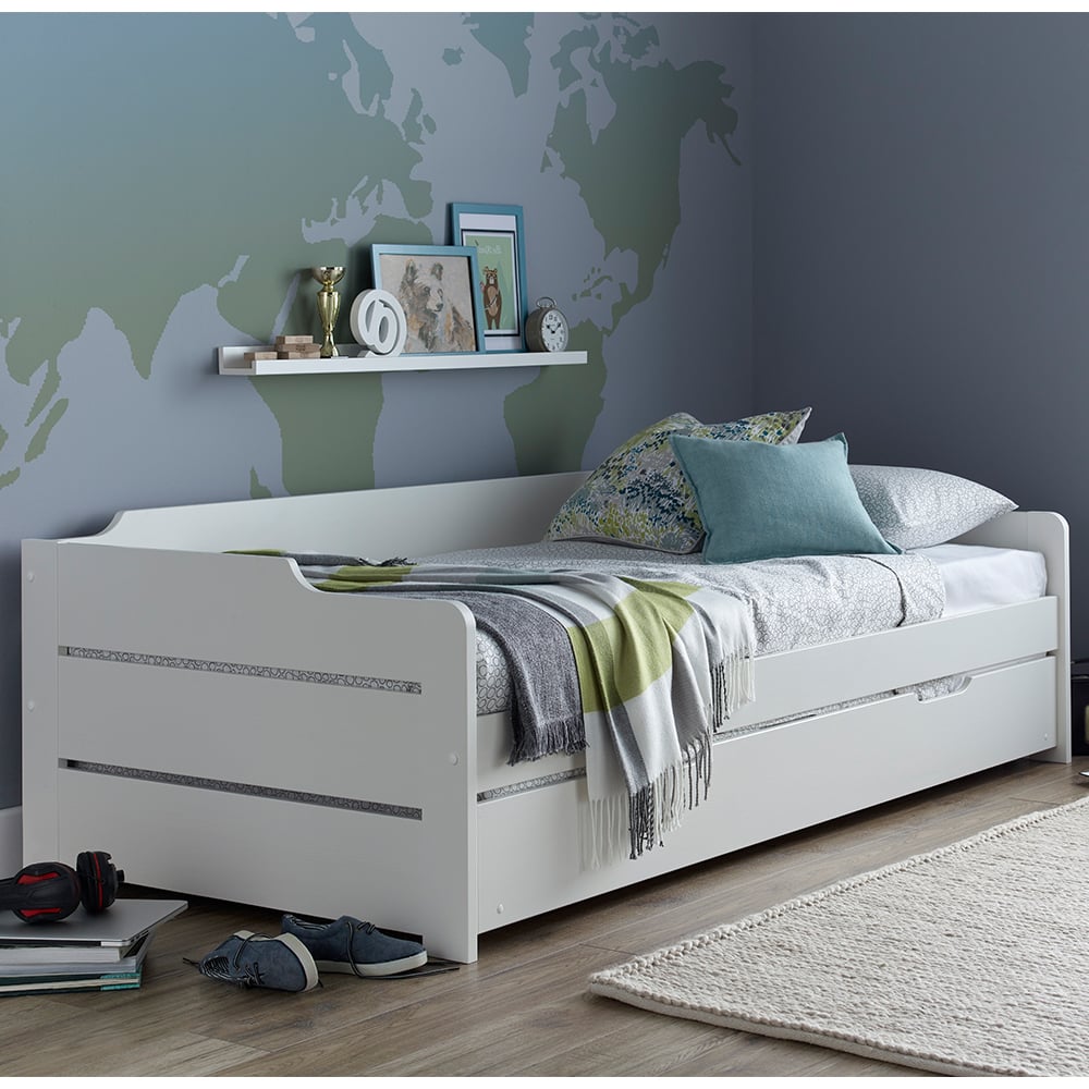Cortez Wooden Guest Day Bed With Trundle In White
