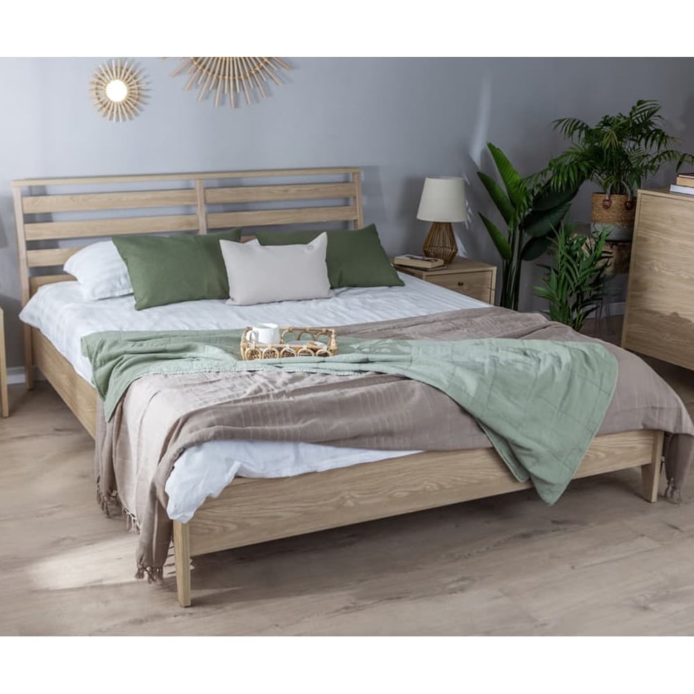 Cortez Wooden Ottoman Storage King Size In Oiled Oak | Bed Sava
