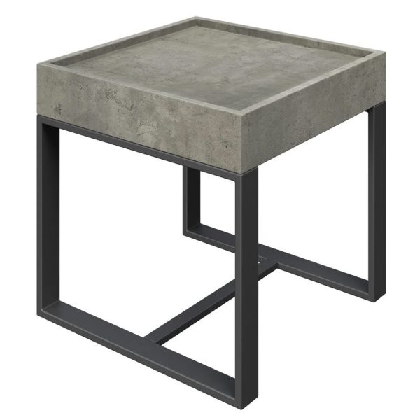 Coruna Wooden Side Table In Concrete Effect | Bed Sava