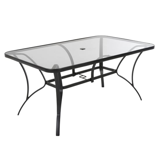 Crook Outdoor Paloma Glass Dining Table In Dark Grey | Bed Sava