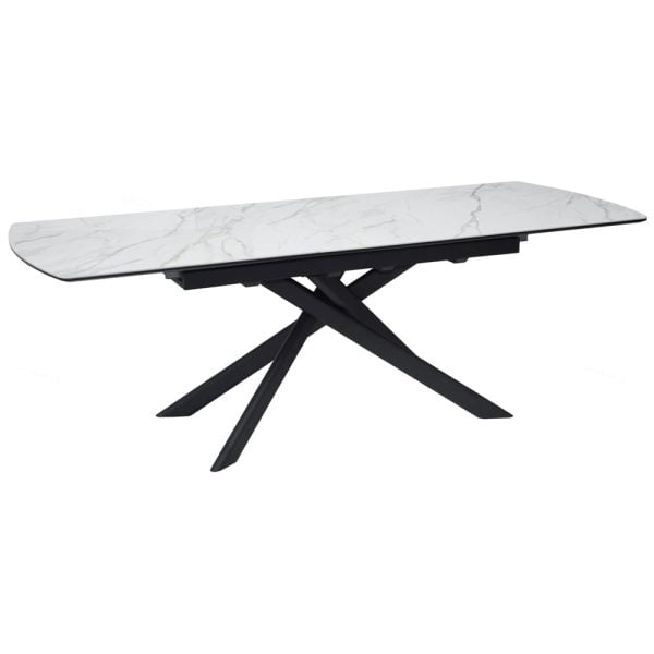 Costa Ceramic Marble Extending Dining Table In White | Bed Sava