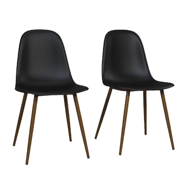 Couplie Black Plastic Dining Chairs With Metal Frame In Pair | Bed Sava