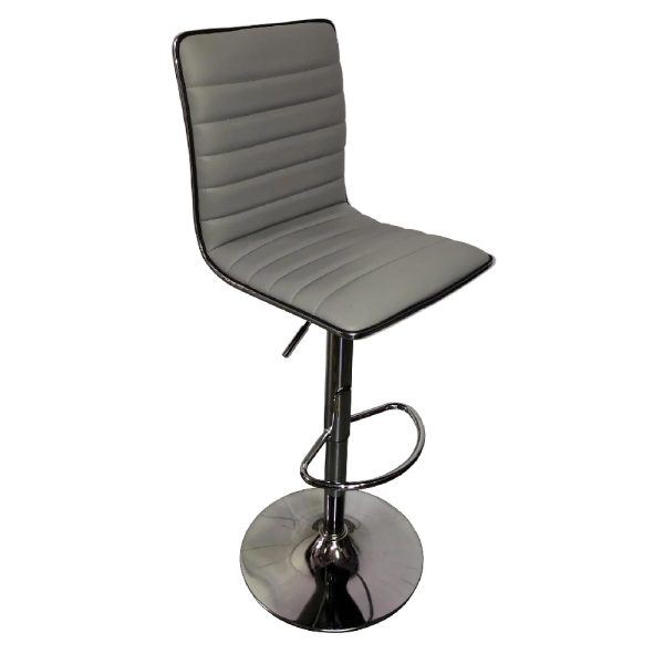 Coventry Faux Leather Bar Stool In Grey With Chrome Base | Bed Sava