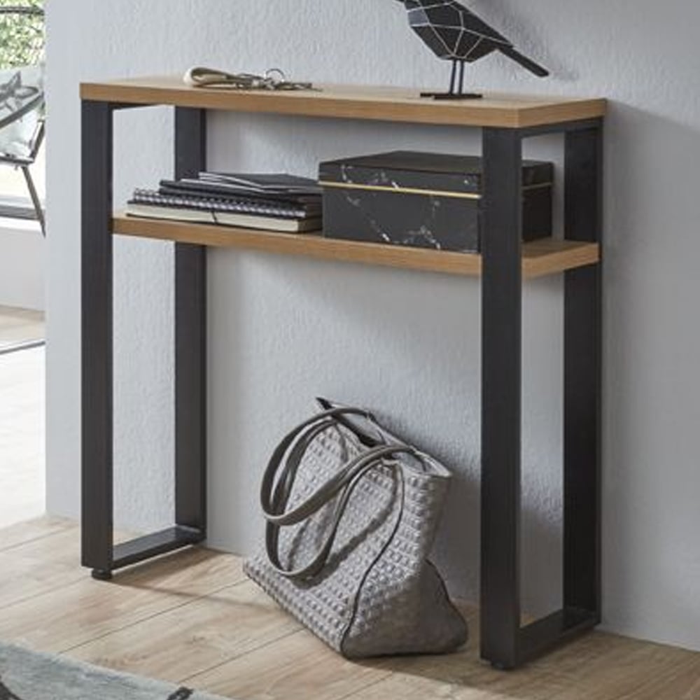Creek Wooden Console Table In Oak And Black
