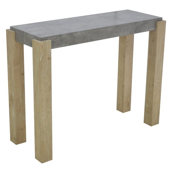 Cresco Wooden Console Table With Sonoma Oak Legs In Light Concrete | Bed Sava