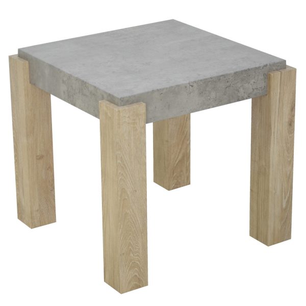 Cresco Wooden End Table With Sonoma Oak Legs In Light Concrete | Bed Sava