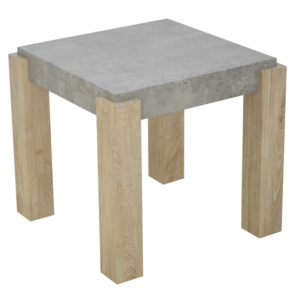 Cresco Wooden End Table With Sonoma Oak Legs In Light Concrete
